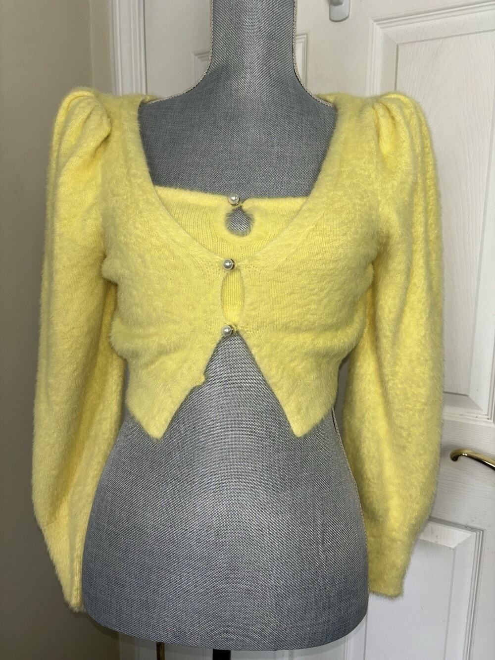 Camila Coelho Pearl Cardigan Set Butter Yellow ASO Pretty Little Liars S/M